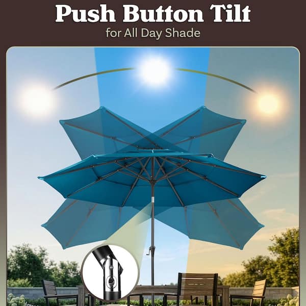 10ft steel market outdoor patio umbrella crank tilt push button Pure Garden 10 ft Patio Umbrella