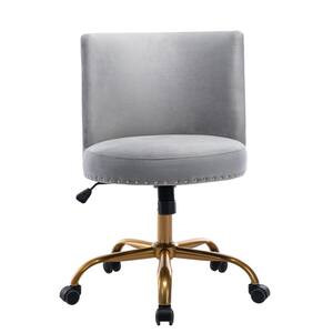 Gray Velvet Task Chairs with Armless
