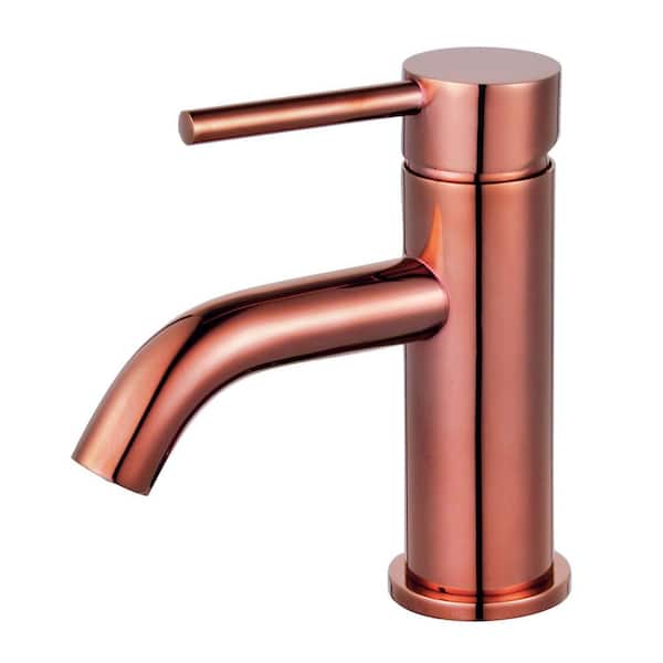 Kingston Brass Concord Single-Handle Single-Hole Bathroom Faucet with Push Pop-Up in Rose Gold