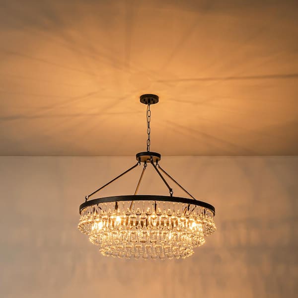 Rennnsan Alvin 10-Light Black Dimmable Tiered Teardrop