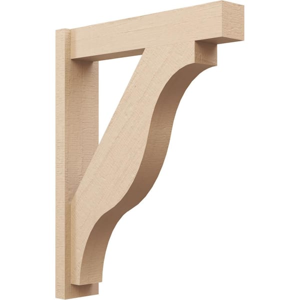 Ekena Millwork 6 in. x 36 in. x 28 in. Funston Block Rough Cedar Woodgrain Timberthane Polyurethane Outlooker, Primed Tan
