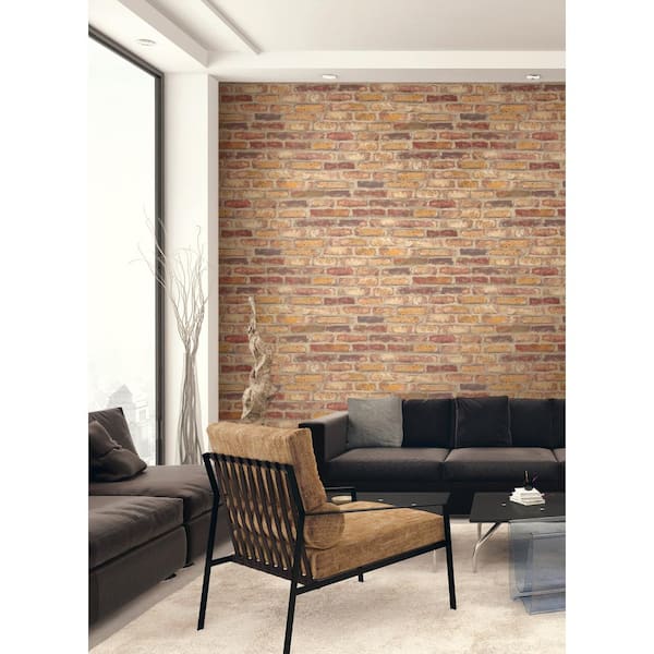 Rustic Faux Brick Vinyl Peel & Stick Wallpaper Roll (Covers 30.75 Sq. Ft.)