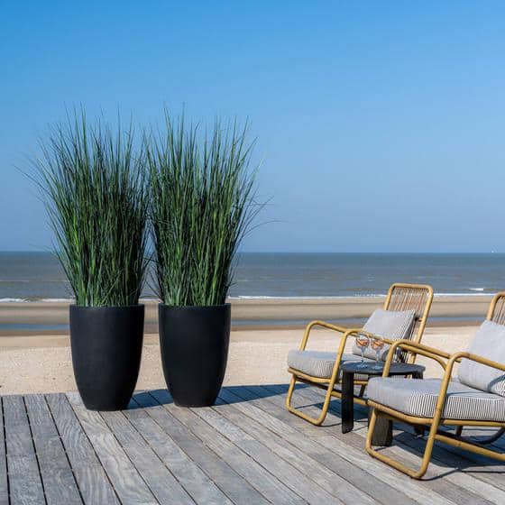 20.47 in. W and 28.35 in. H Round Extra Large Black Fiberstone Indoor Outdoor Ben Planter