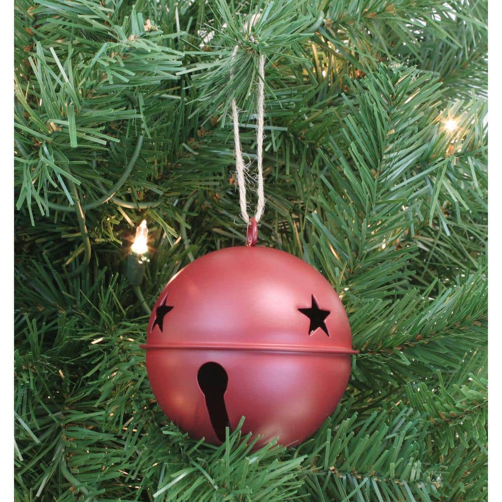 Red Metal Jingle Bell Christmas Ornaments Set of 6