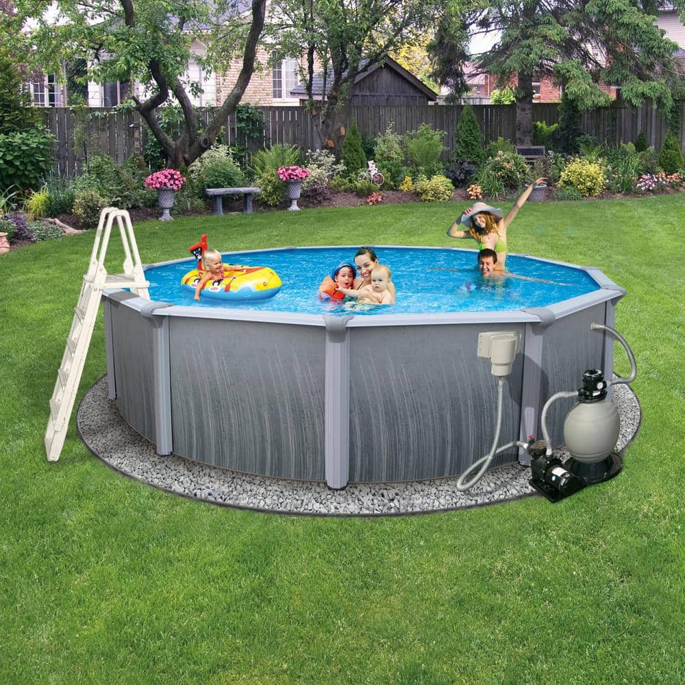 Martinique 18-ft Round 52-in Deep Steel Wall Above Ground Pool with Filter and Pump