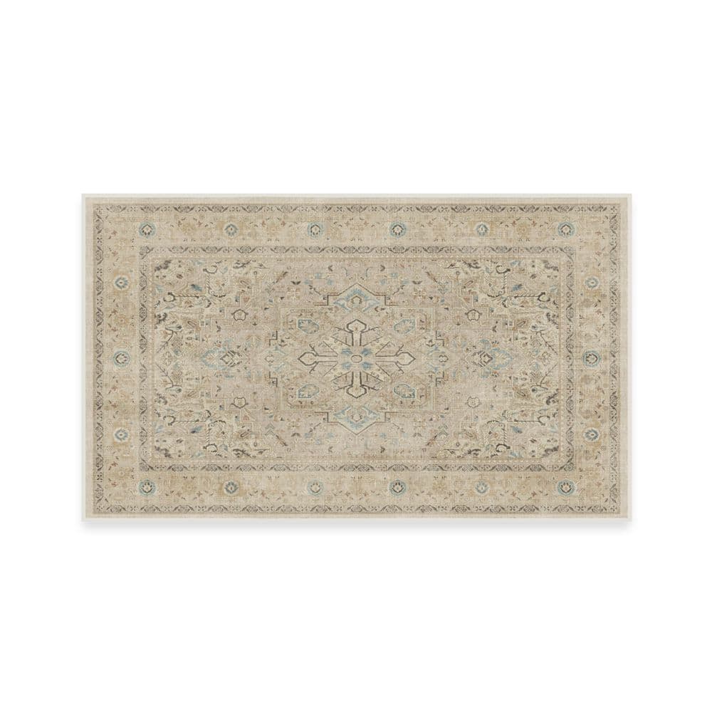 Ruggable Machine Washable Rug with Standard Pad-Kamran Ivory Opal 3x5 ...