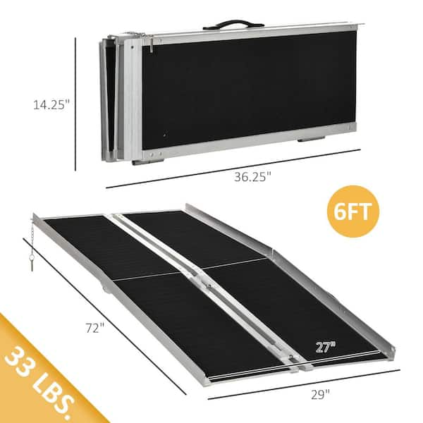 HOMCOM 6 ft. Aluminum Portable Skidproof PVC Carpeted Folding