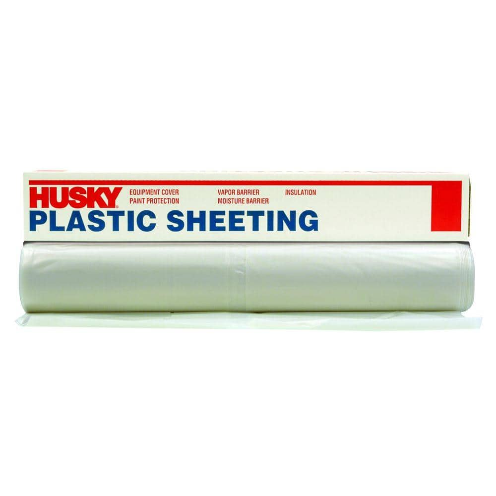 Husky 9 Ft X 400 Ft Clear 0 7 Mil Plastic Sheeting Cf 0400c The Home Depot