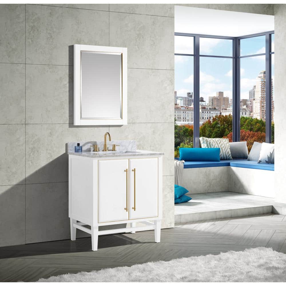 Mason 31" White and Gold Marble Top Vanity