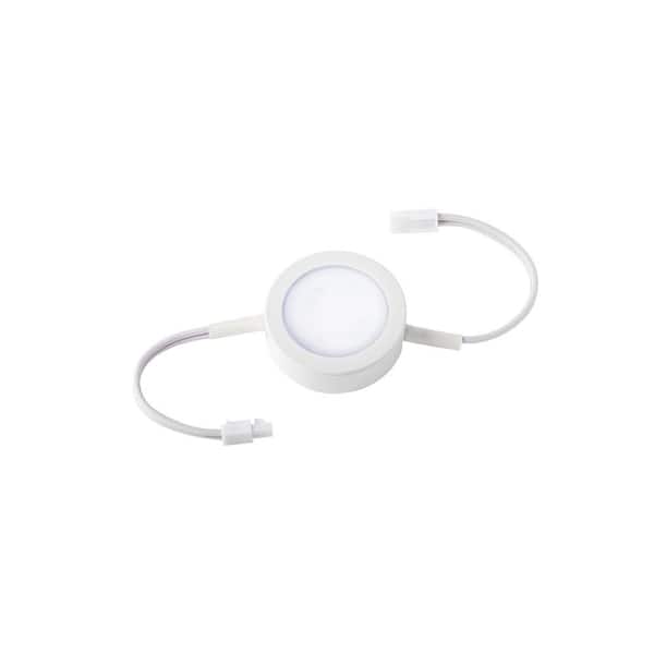 Hardwired/Plug-In - 1 Double Wire Dimmable Selectable CCT Integrated LED 290-Lumens Puck Light in White