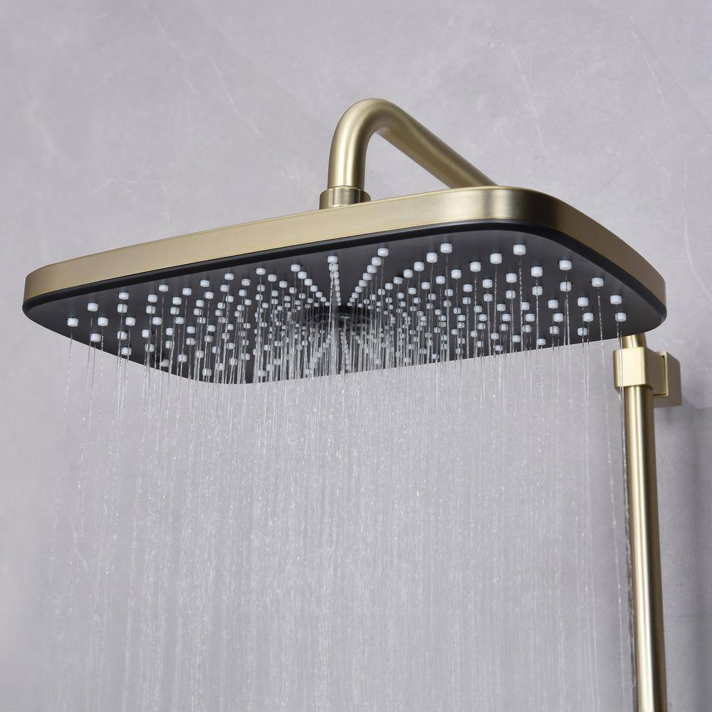 Brushed Gold Brass Thermostatic Wall-Mounted Shower System