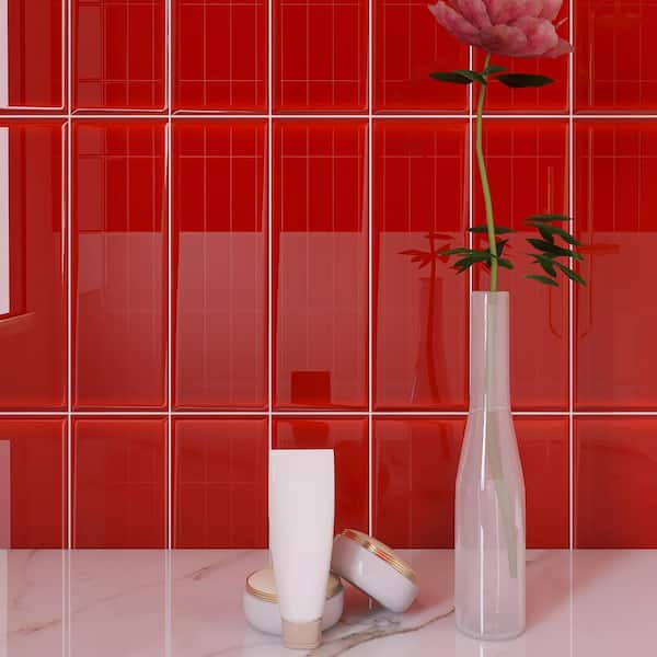 Porcelanite Red Glazed Ceramic Wood Look Tile (2.06-sq. ft/ Carton) at