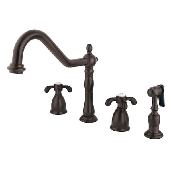 French Country 2-Handle Deck Mount Standard Kitchen Faucet in Oil Rubbed Bronze