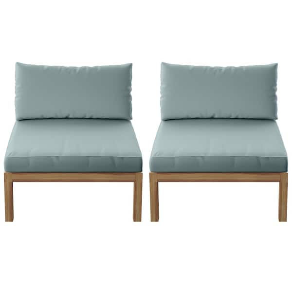 TK CLASSICS Acacia Outdoor Sectional Armless Sofa Seats with Spa Cushions (Set of 2)