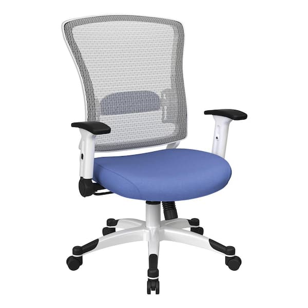 Office Star Products SPACE Seating Mesh Adjustable Height Cushioned Swivel Tilt Ergonomic Managers Chair in Sky with Adjustable Arms