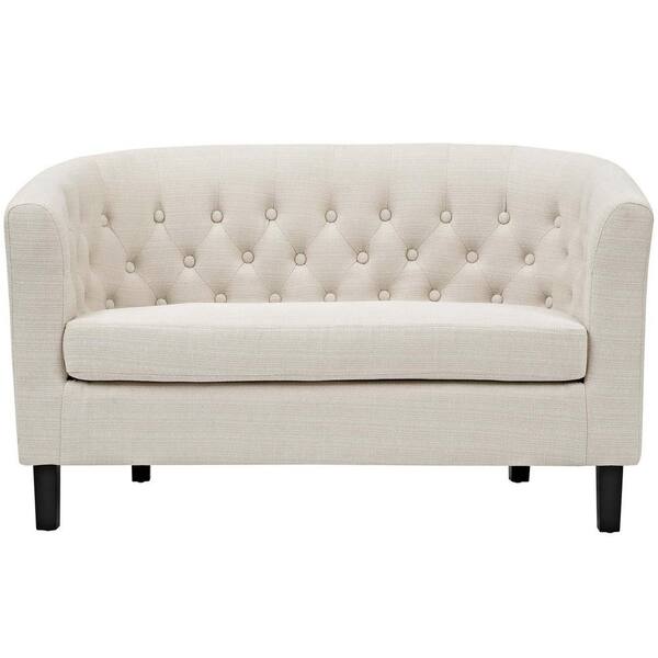 MODWAY Prospect 49 in. Beige Polyester 2-Seater Loveseat with Round Arms