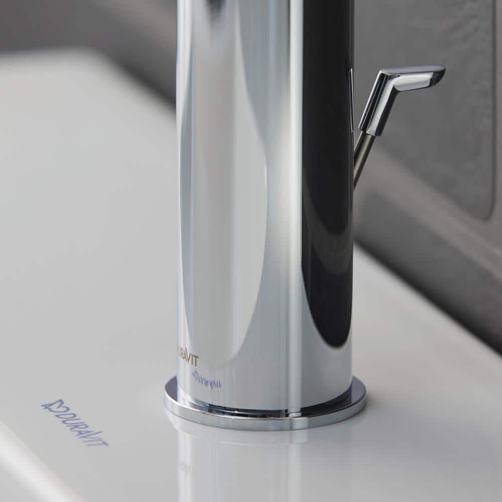 Duravit C.1 Series Sleek Chrome 10.33" Bathroom Faucet with Drain