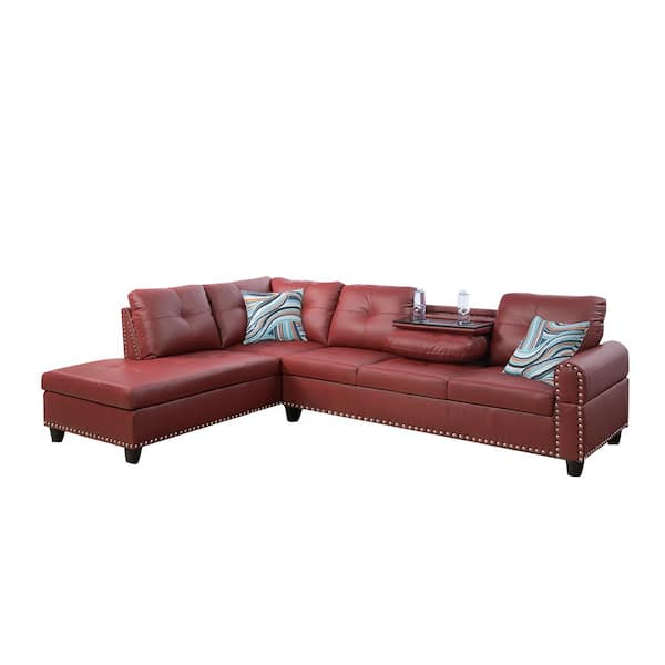 Left Facing Sectional Sofa Set, Faux Leather Curved Sectional Sofa Sets
