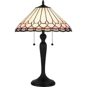 Inez 24 in. Matte Black Tiffany Table Lamp