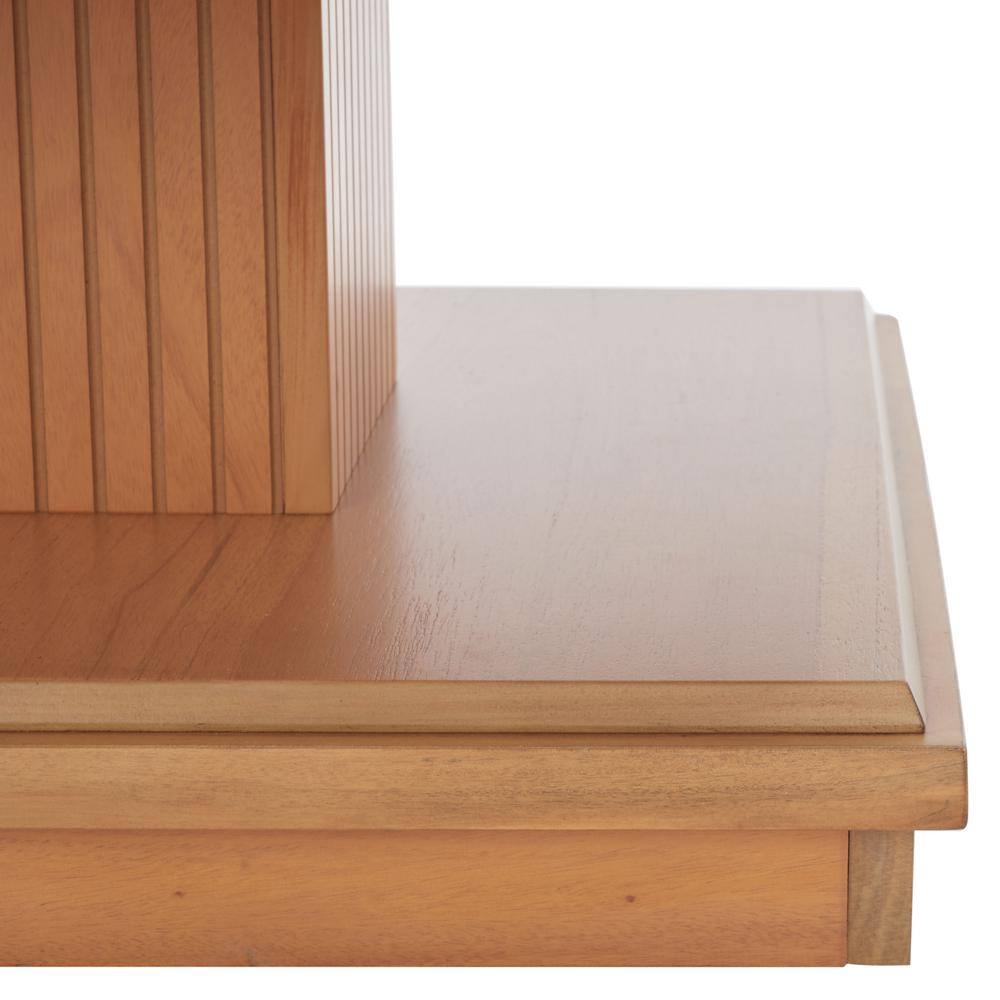 Natural Wood 3-Tier Square Accent Table with Ribbed Stand