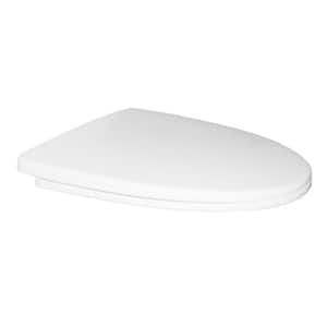 Quick-Release Soft-Close Elongated Open Front Toilet Seat in . White