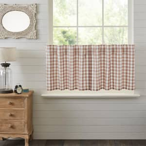 Annie Buffalo Check 36 in. W x 24 in. L Farmhouse Tier Window Panel in Portabella Soft White Pair