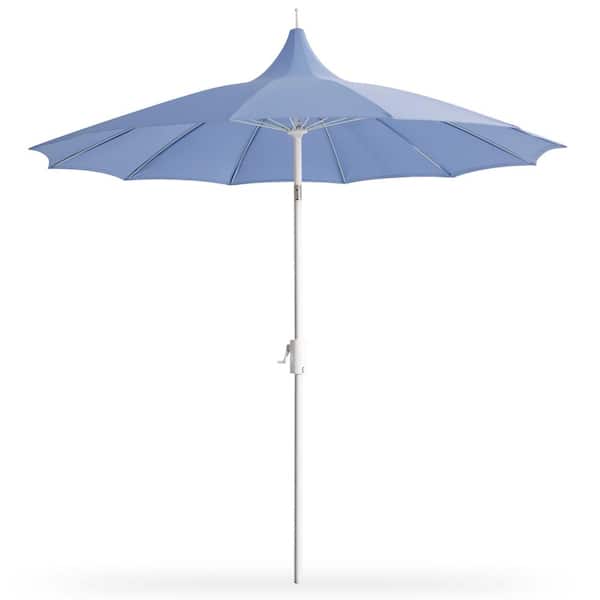 LAUSAINT HOME 9 ft. Market Tilt Patio Umbrella Blue Pagoda Outdoor with 360-Degree Rotation, Push Button and Easy Crank