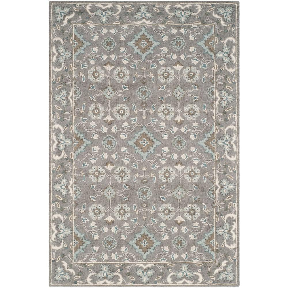 Gray Handmade Wool 4' x 6' Tufted Area Rug