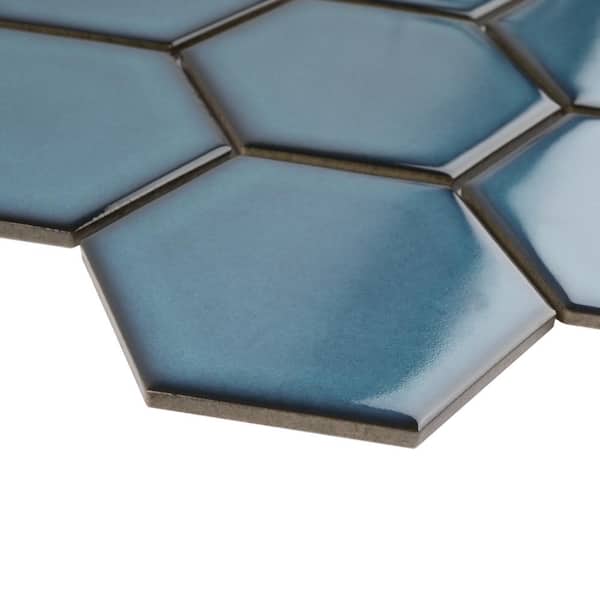 ゥため MOLOVO Porcetile Crystal Blue 10.08 in. x 11.64 in. Hexagon