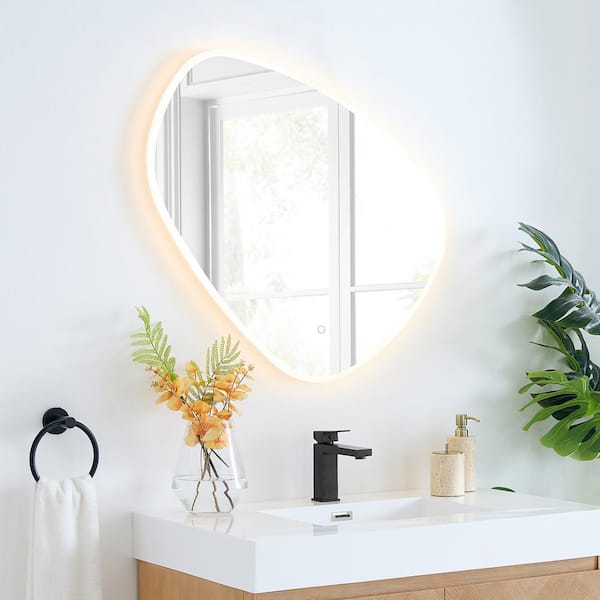 Altair Rasso 32 in. W x 30 in. H Small Novelty/Specialty Frameless LED Light Wall Bathroom Vanity Mirror in Clear Glass