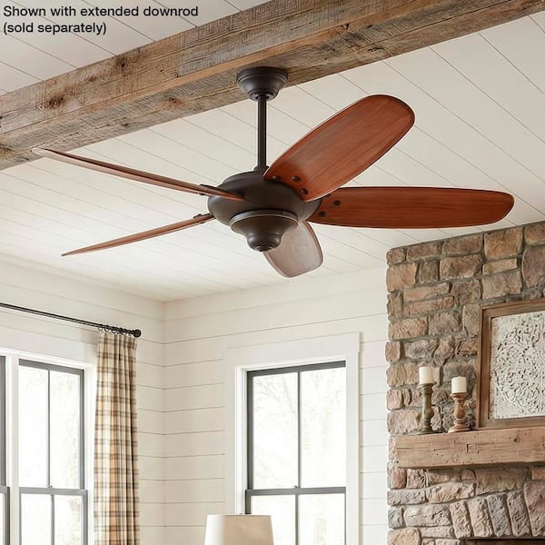 Altura 56 in. Indoor Oil-Rubbed Bronze Ceiling Fan with Downrod, Remote and Reversible Motor; Light Kit Adaptable
