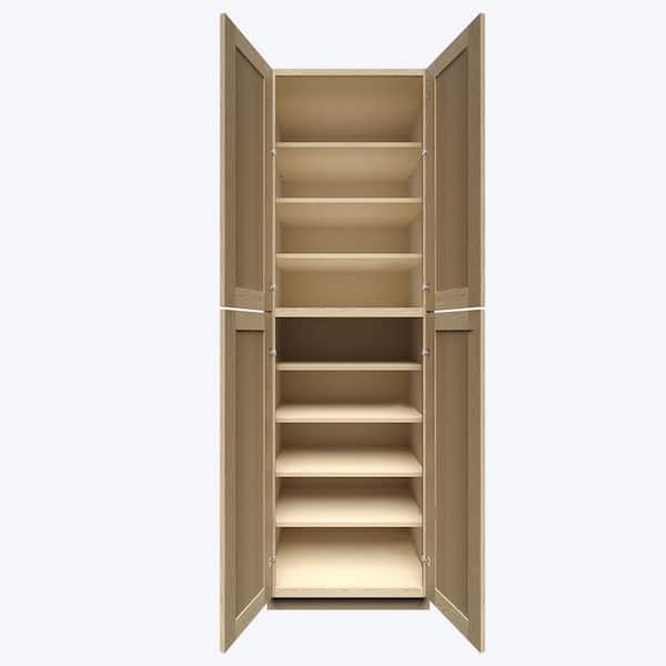 Lancaster Shaker Assembled 30x84x27 in. Tall Pantry Cabinet with 4-Doors in White Lancaster Shaker Assembled 30x84x27 in. Tall Pantry Cabinet with 4-Doors in White