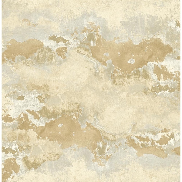 Seabrook Designs Sicily Marble Gold, Cream, and Beige Faux Paper Strippable Roll (Covers 56.05 sq. ft.)