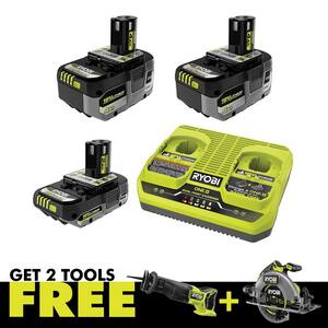 ONE+ 18V HIGH PERFORMANCE Kit w/ (2) 4.0 Ah Batteries, 2.0 Ah Battery, 2-Port Charger & (2) FREE ONE+ HP Brushless Tools