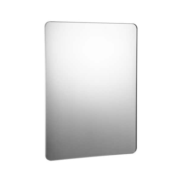 Wall Mounted Makeup Mirror, Silver, 0.15in. Thick, 36 in. W x 48 in. H, Modern, Rectangle, Aluminium Alloy Framed Mirror