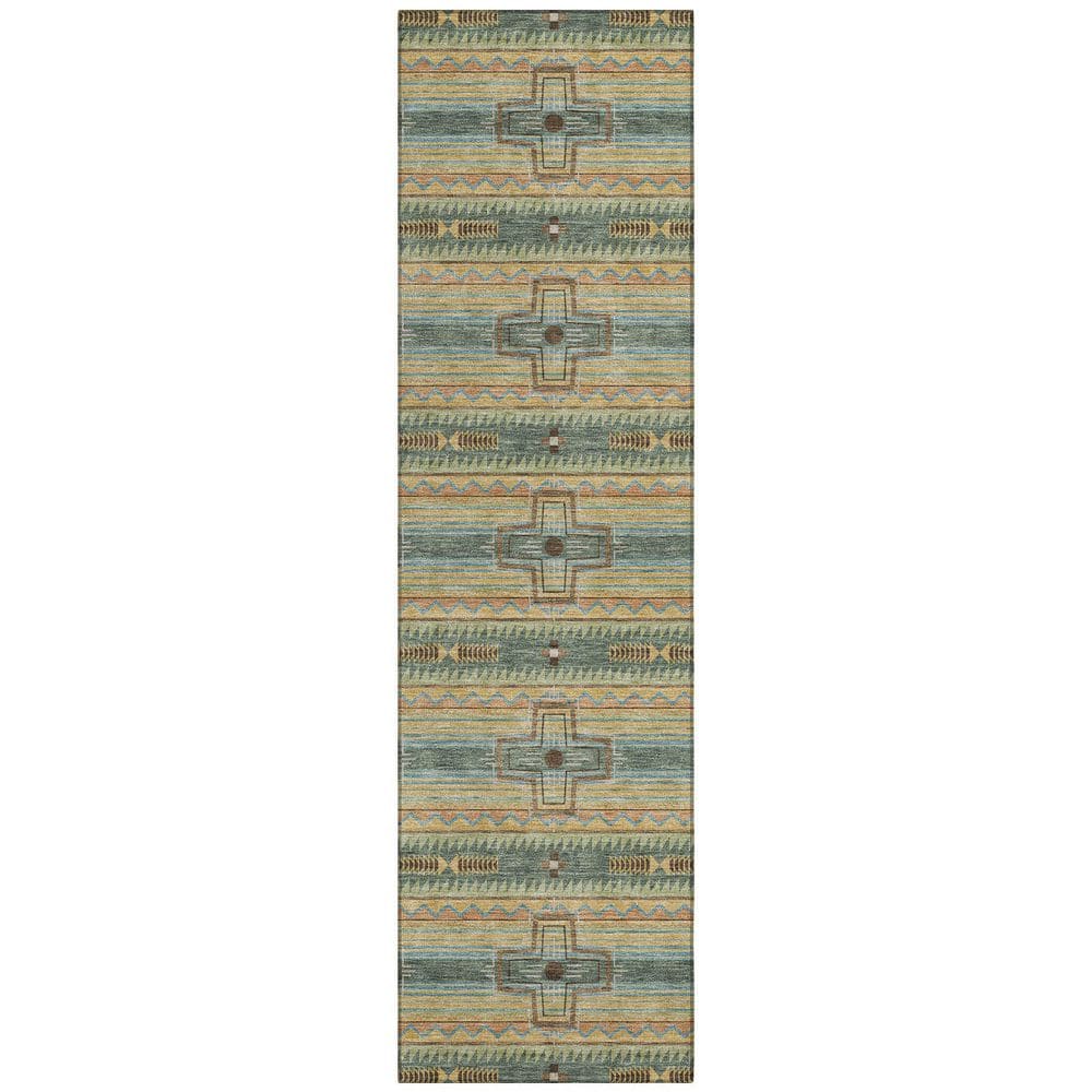 Chantille Machine Washable Indoor/Outdoor Abstract ACN2688 Basil 2 ft. x 7 ft. Runner Rug price history on PriceWatchPro