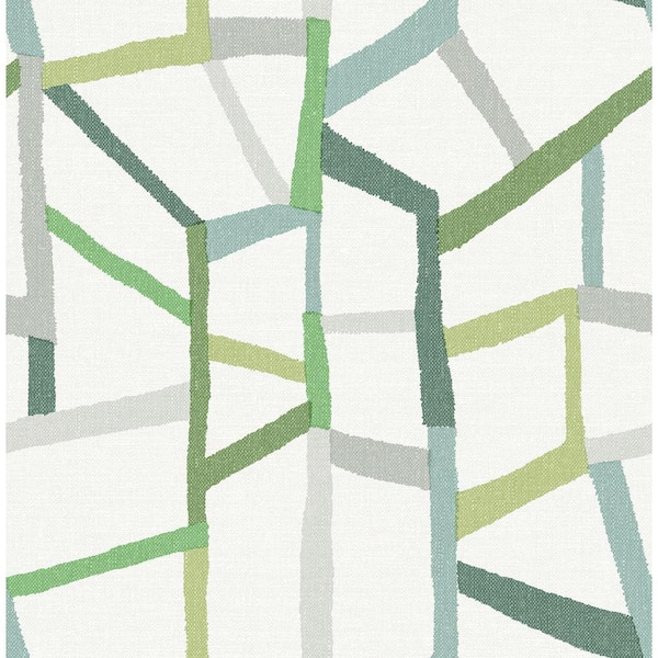 A-Street Prints Tate Green Geometric Linen Green Paper Strippable Roll (Covers 56.4 sq. ft.)