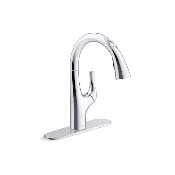 Avi 13.5 in. Single Handle Pull Out Sprayer Kitchen Faucet with 180° Spout Swivel in Polished Chrome