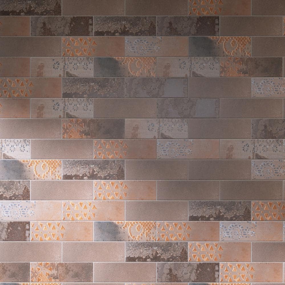 Mud Brown and Yellow Matte Porcelain Subway Tile