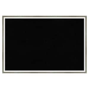 Lucie Silver White Wood Framed Black Corkboard 25 in. x 17 in. Bulletin Board Memo Board
