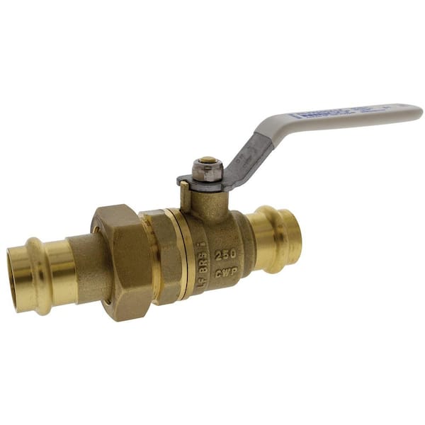 1/2 in Brass Alloy Lead-Free Press x Press Union Full Port Ball Valve