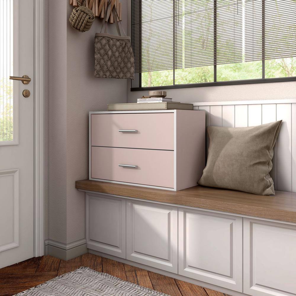 Light Pink Stackable 2-Drawer Kids Storage Cabinet