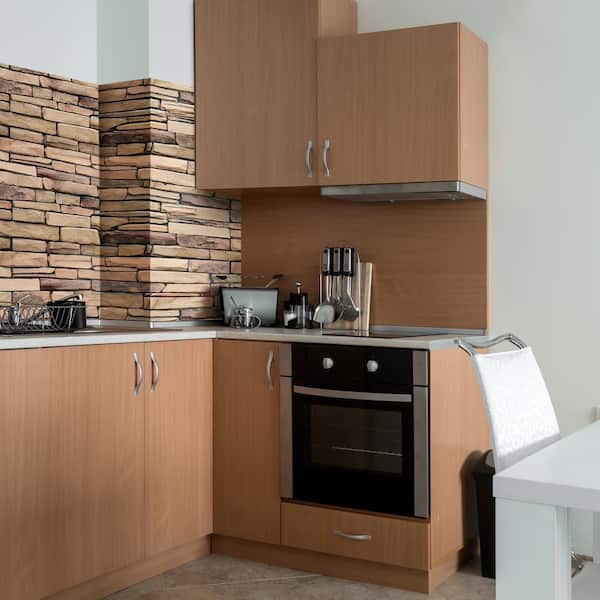 3D Falkirk Retro 39 in. x 20 in. Yellow Brown Faux Slate PVC Decorative Wall Paneling (5-Pack)