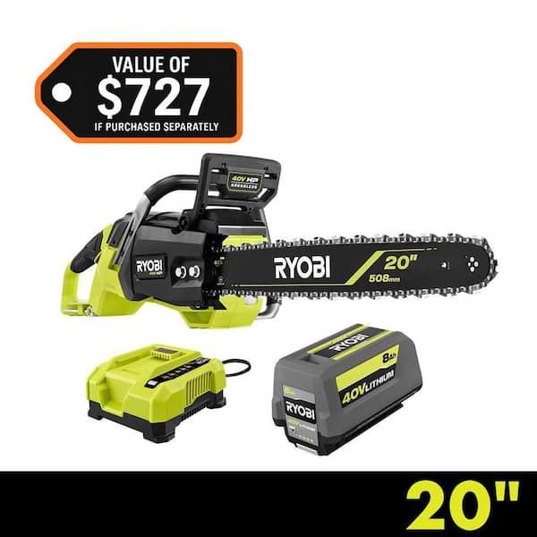 40V HP Brushless 20 in. Battery Chainsaw with 8.0 Ah Battery and Charger