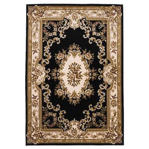 Traditional Morrocan Black/Ivory 8 ft. x 11 ft. Area Rug