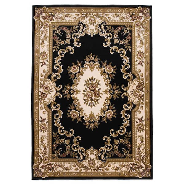 MILLERTON HOME Traditional Morrocan Black/Ivory 8 ft. x 11 ft. Area Rug
