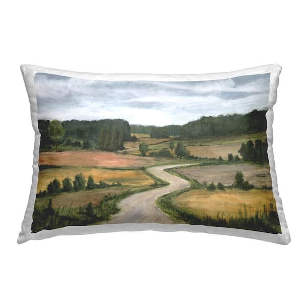 Stupell Industries Country Hills Trail Green Print Polyester 14 in. x 20 in. Throw Pillow