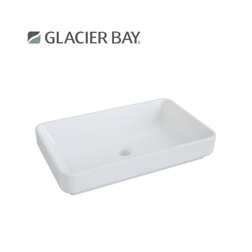 Glacier Bay 21.6 in. Ceramic Rectangular Vessel Bathroom Sink in White