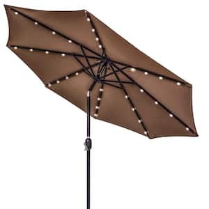 9 ft. Deluxe Solar Powered LED Lighted Patio Market Umbrella (Brown)