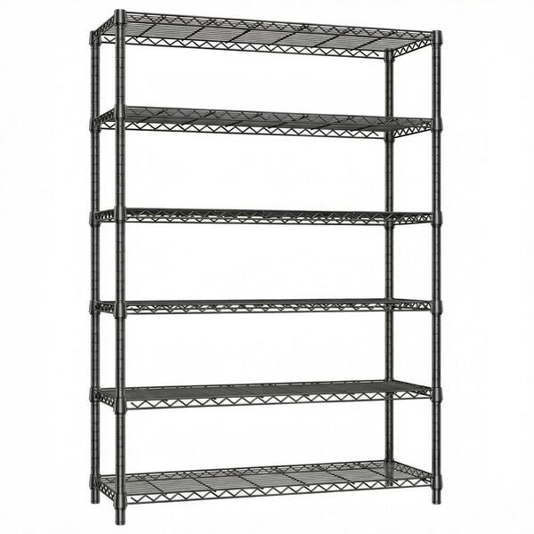 Just 6-Tier Steel Storage Shelving in Black (47.3 in. W x 17.7 in. D x 82.4 in. H)